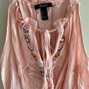 Forever 21 embroidered spaghetti strap top